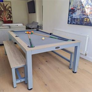 Signature Strickland American Pool Dining Table: Light Grey & Oak - 7ft